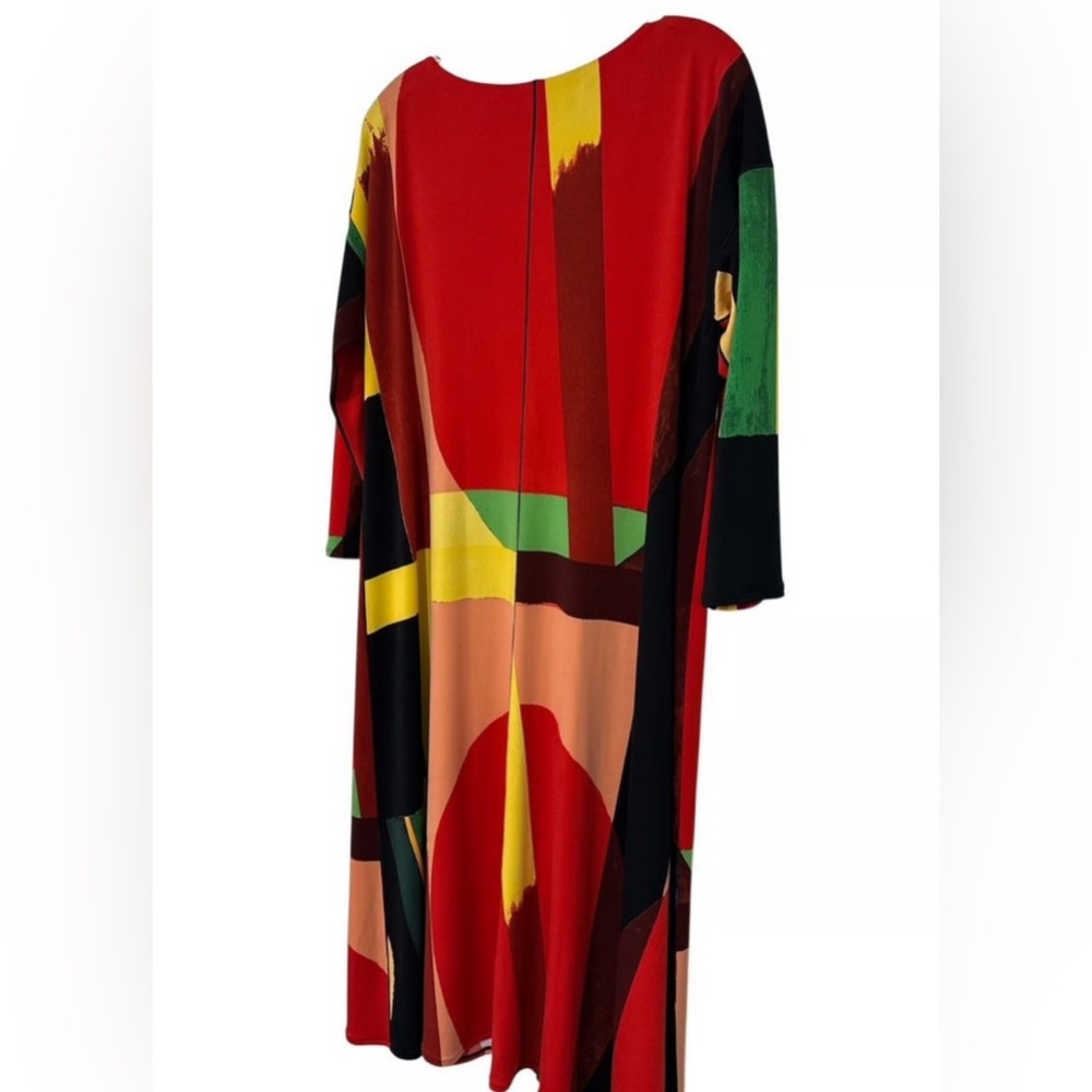 Eva Varro Women’s Long Sleeve Crew Neck Abstract  Print Midi Dress Size Large/L
